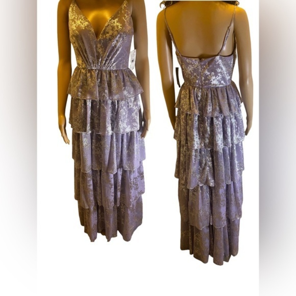 Aidan Mattox v-neck tiered ball gown